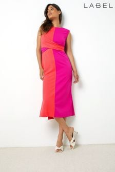 Czerwono-różowa sukienka Label Collection (U46899) | 205 zł
