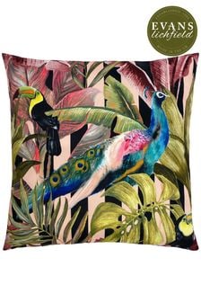Evans Lichfield Black Toucan And Peacock 43 x 43 Outdoor Polyester Cushion (U46907) | NT$890