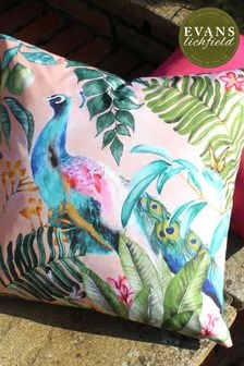 Evans Lichfield Pink Peacock 43x43 Outdoor Polyester Cushion (U46921) | SGD 37