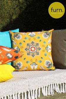 furn. Yellow Folk Flora 43 x 43 Outdoor Polyester Cushion (U46930) | $45