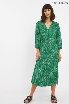 Srednje dolga zelena obleka z gumbi in živalskim potiskom Jd Williams (U47084) | €15