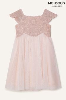 Розовый - Платье для малышей Monsoon Estella (U47210) | €62 - €66