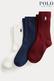 Набор из 3 пар хлопковых носков унисекс для мальчиков с логотипом Polo Ralph Lauren (U47438) | €23