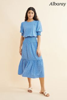 Albaray Blue Sweet Daisy Shirred Waist Dress (U47516) | €113