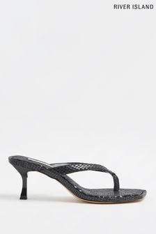 Black Skinny Black Low Heel Toe Thong (U47694) | 16 €