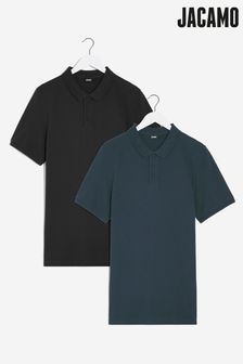 מארז 2 חולצות פולו בשחור/כחול כהה של Jacamo (U48632) | ‏140 ₪
