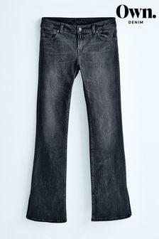 Schwarz - Own Low Rise Stretch-Jeans mit ausgestelltem Bein und Saumschlitzen (U48665) | CHF 58