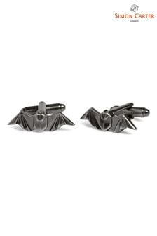 Simon Carter zilverkleurige manchetknopen met origami vleermuis (U48766) | €44
