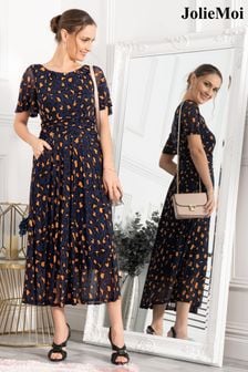 Jolie Moi Animal Print Mesh Maxi Dress (U48822) | $140