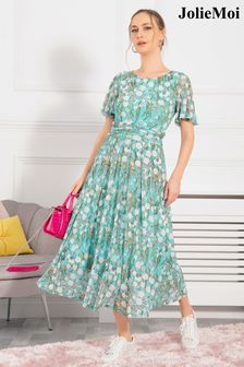 Jolie Moi Green Gianna Print Mesh Maxi Dress (U48830) | €36