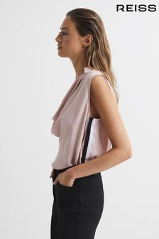 Reiss Nude Ameliee Cowl Front Sleeveless Blouse (U49177) | €149