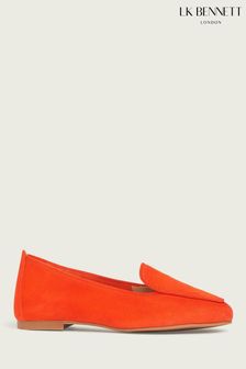 Lk Bennett Tina Flache Schuhe aus Veloursleder mit eckiger Zehenpartie, Orange (U49262) | 202 € - 214 €