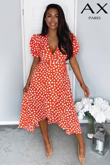 Women's Wrap Partywear Print Dresses 