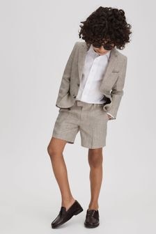 Reiss Oatmeal Auto 3-9 yrs Single Breasted Textured Linen Blazer (U49329) | $191