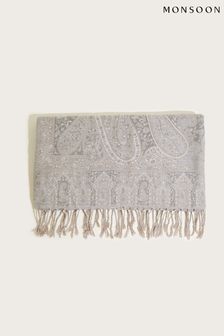 Monsoon Grey Paisley Print Jacquard Scarf (U49565) | 57 €