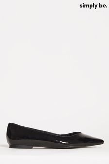 Simply Be Wide Fit Patent Classic Sweetheart Cut Black Flat Shoes (U49878) | 39 €