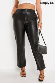Črne hlače s širokimi hlačnicami iz poliuretana Simply Be (U49881) | €18