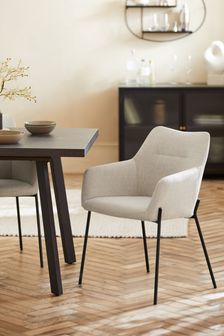 Set of 2 Tweedy Plain Light Natural Quinn Black Legs Dining Chairs (U49953) | €365