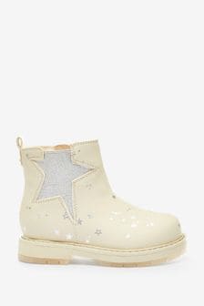 Mint Velvet Cream Star Ankle Boots (U50283) | OMR19 - OMR21