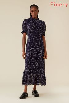 Finery Camille Blue Spot Dress (U50420) | €87