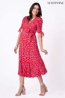 Czerwona ciążowa sukienka kopertowa midi Seraphine (U50444) | 435 zł