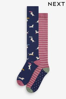 Navy Blue/Pink Dogs Welly Socks 2 Pack (U50481) | €15.50
