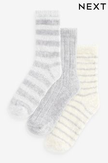 Grau gestreift - Kuschelige Socken, 3er-Pack (U50482) | 15 €
