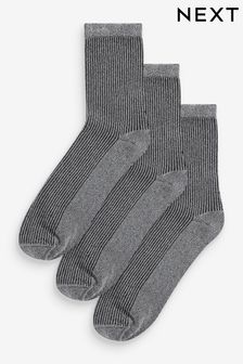 Black Sparkle Ribbed Ankle Socks 3 Pack (U50495) | €15.50