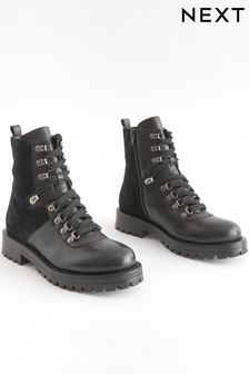 Black Forever Comfort® Leather Heritage Style Lace-Up Boots (U50791) | €39
