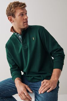 Темно-зеленый - Рубашка поло в стиле регби (U51041) | €28