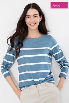 Purple Stripe All Sizes Joules Harbour Emb Womens T-shirt Long Sleeve