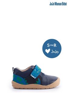 Start-Rite x JoJo Companion Dinosaur Navy Leather Riptape First Walker Shoes (U51405) | LEI 257