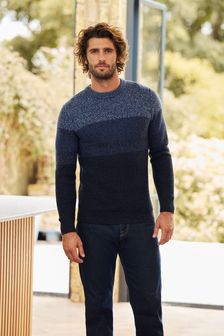 Okrągły dekolt - Sweter Next z blokami kolorów i ozdobnym skręceniem (U51496) | 77 zł