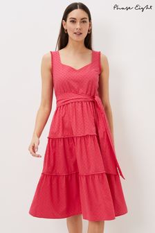 Phase Eight Peyton Kleid aus strukturierter Baumwolle, Pink (U51595) | 90 €
