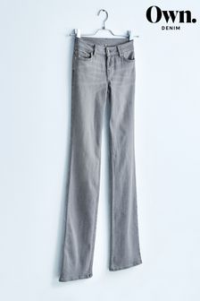 灰色 - Own. 低腰彈力喇叭牛仔褲 (U51859) | HK$446