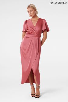 Forever New Pink Forever New Estelle Flutter Sleeve Midi Dress (U52573) | €55