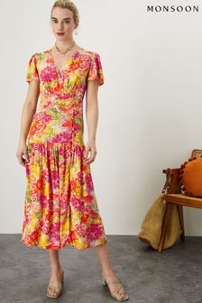 Monsoon Yellow Oskana Floral Wrap Dress (U52869) | €31