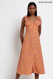 Оранжевое платье-комбинация косого кроя с отделкой чашечек на лифе River Island Betty (U52947) | €20