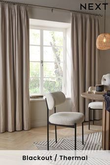 Natural Dark Cotton Blackout/Thermal Pencil Pleat Curtains (U53173) | $64 - $169