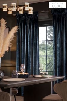 Navy Blue Collection Luxe Heavyweight Lined Plush Velvet Pencil Pleat Curtains (U53178) | 134 € - 348 €