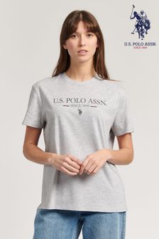 U.S. Polo Assn. Womens Grey Cropped T-Shirt (U53427) | ₪ 93
