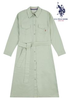 U.S. Polo Assn. Womens Green Shirt Dress (U53432) | ₪ 303