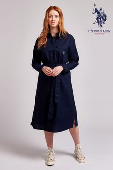 שמלת חולצה כחולה לנשים של U.s. Polo Assn. (U53433) | ‏303 ₪