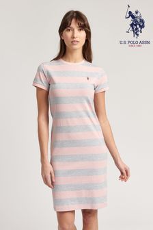 U.S. Polo Assn. Womens Pink USPA Striped T-Shirt Dress (U53441) | ₪ 186