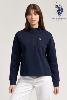 U.S. Polo Assn. Womens Blue USPA Half Zip Sweatshirt (U53471) | €31