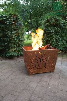 Fallen Fruits Orange Garden Medium Square Rusty Fire Basket (U53515) | €341