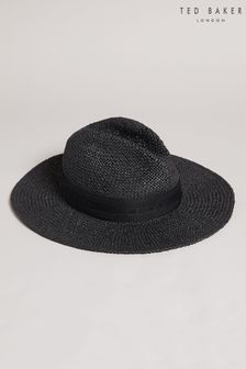 Ted Baker Hiltins Black Straw Webbing Band Panama Hat (U53552) | ₪ 186