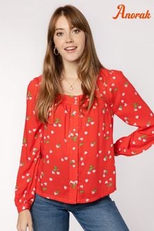 Anorak Red Raspberries ECOVERO™ Square Neck Top (U54234) | €31