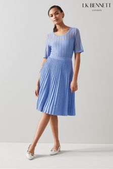 L.K.Bennett x Royal Ascot Anna Blue Metallic Knitted Dress (U54347) | ₪ 1,299