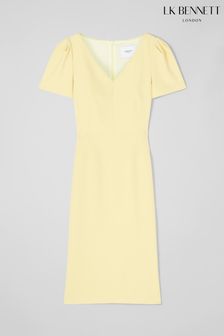 L.K.Bennett Rebecca Lemon Yellow Crepe Shift Dress (U54354) | ₪ 1,113